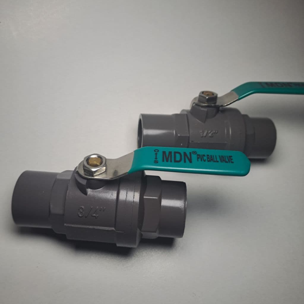 MDN PVC Ball Valve with Stainless Handle ½"–1"