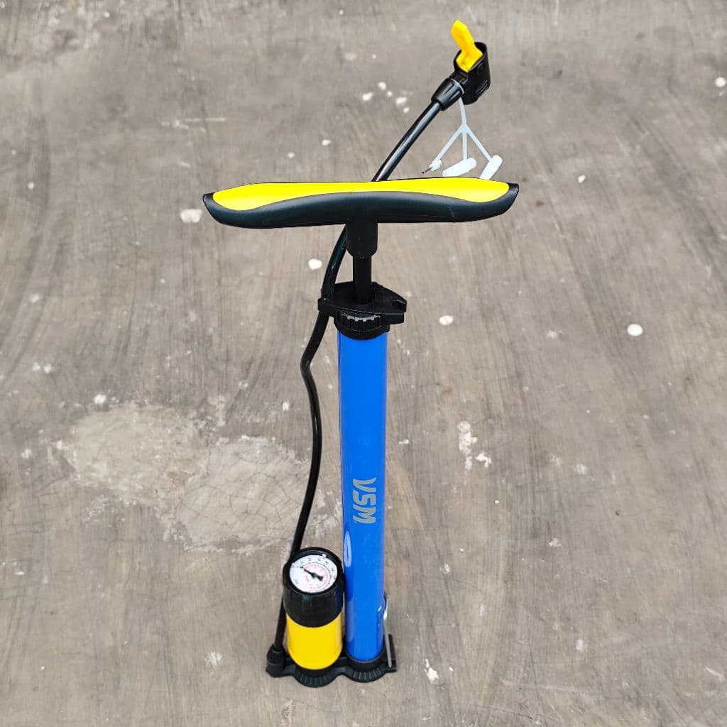 VSM Blue Floor Bike Pump with Gauge
